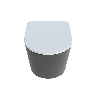 MONDIAZ LAVIE wandclosetpack - 36x53cm - diepspoel - rimless - Dark grey (grijs) - softclose - quick-release - toiletzitting - clay (blauw)