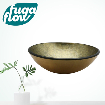 FugaFlow Efficiente Arredo Limone Waskom - 42x14,5cm - rond - gehard glas - goud groen