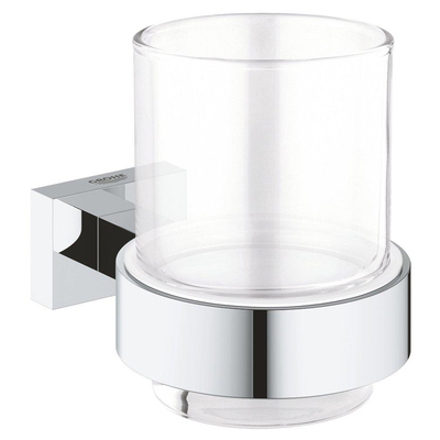 GROHE Essentials Cube Bekerhouder - 9.2x10.7x7.2cm - met glas - chroom