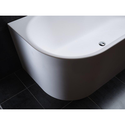 Plieger Kansas Halfvrijstaand bad - 155x80x60cm - met slotoverloop - met af- en overloopgarnituur - met poten - acryl - mat wit