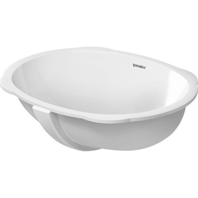 Duravit Santosa onderbouwwastafel voor houten console 51cm met overloop zonder kraanvlak met wondergliss wit