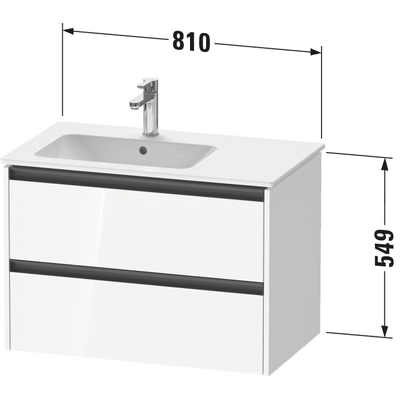 Duravit Ketho 2 wastafelonderbouwkast met 2 laden voor waskom links 81x48x54.9cm met grepen antraciet basalt mat