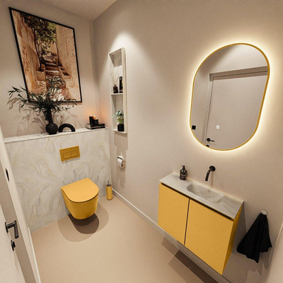 MONDIAZ TURE-DLUX 60cm toiletmeubel Ocher. EDEN wastafel Ostra positie rechts. Zonder kraangat.