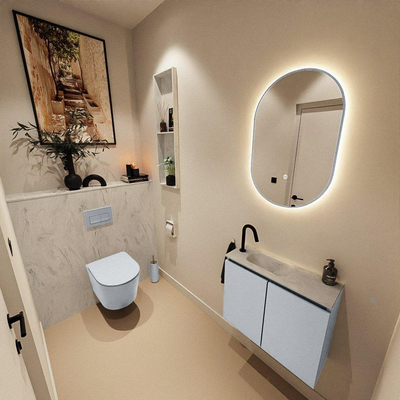 MONDIAZ TURE-DLUX 60cm toiletmeubel Clay. EDEN wastafel Opalo positie links. Met 1 kraangat.