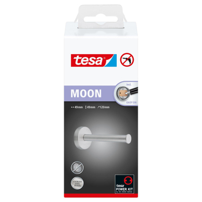 Tesa Moon Reserverolhouder 7x15.5x6.5cm zonder boren Zelfklevend Metaal roestvrij staal