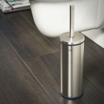 Tiger Boston Toiletborstelhouder - gesloten - staand - geborsteld RVS