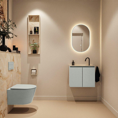 MONDIAZ TURE-DLUX 60cm toiletmeubel Greey. EDEN wastafel Frappe positie midden. Met 1 kraangat.
