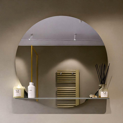 Mondiaz SPOT Badkamerspiegel - rond 100cm - spiegelplanchet - kleur Smoke