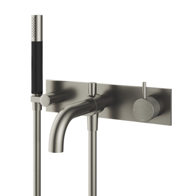 Hotbath Cobber X afbouwdeel met inbouwdeel voor douche/badmengkraan, automatische omstelinrichting geborsteld nikkel