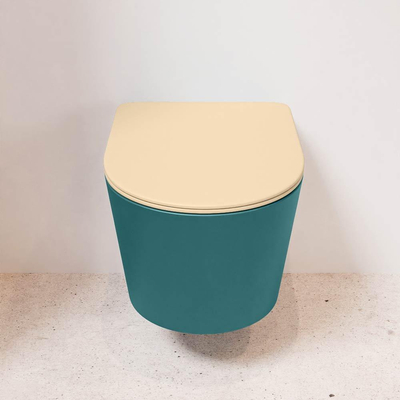 MONDIAZ LAVIE wandclosetpack - 36x53cm - diepspoel - rimless - Smag (blauw) - softclose - quick-release - toiletzitting - Sand (beige)