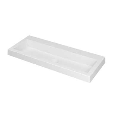 INK Dock wastafel - 100x40x6cm - 1 wasbak - 0 kraangaten - polystone wit mat