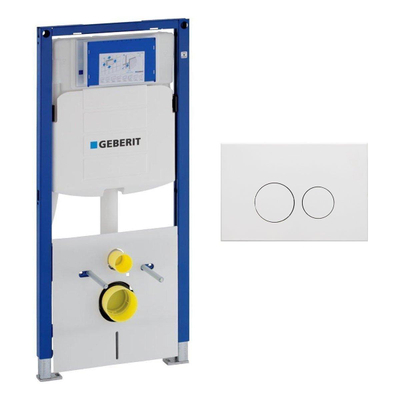 Geberit Duofix Element - UP 320 - QeramiQ metal bedieningsplaat - wand 112cm - ronde knoppen - metaal wit mat