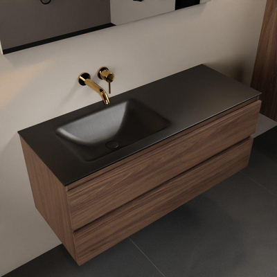 Mondiaz Aivy badmeubelset - 120x45x50cm - 0 kraangaten - 1 wasbak urban Solid surface - Links - 2 lades - Zonder spiegel - Melamine Mocha