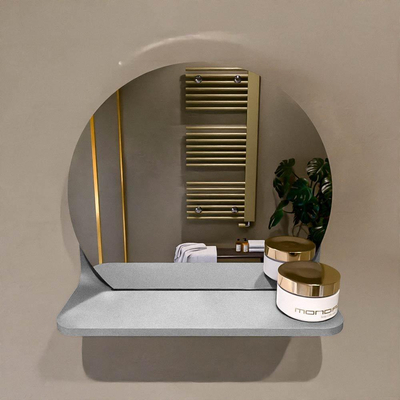 Mondiaz SPOT Badkamerspiegel - rond 30cm - spiegelplanchet - kleur Plata