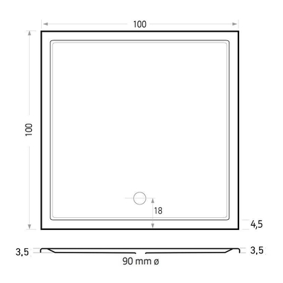 Xenz Mariana douchebak 100x100x4cm rechthoek Acryl Pergamon