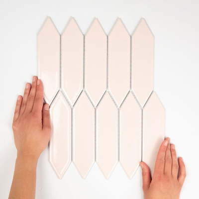 The Mosaic Factory Paris mozaïektegel - 25.5x31.5cm - wandtegel - Zeshoek/Hexagon - Porselein Pink Glans