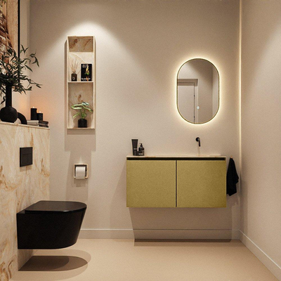 MONDIAZ TURE-DLUX 100cm toiletmeubel Oro. EDEN wastafel Frappe positie rechts. Zonder kraangat.