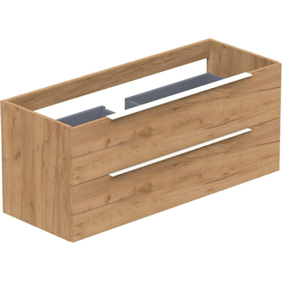 Thebalux Type onderbouwkast 120x45x50cm 1 uitsparing opbouwgreep wit mat 2 softclose lades standaard greep MDF/spaanderplaat zambia black