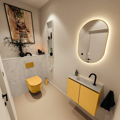 MONDIAZ TURE-DLUX 60cm toiletmeubel Ocher. EDEN wastafel Opalo positie midden. Met 1 kraangat.