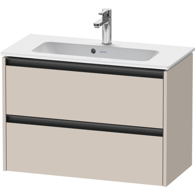 Duravit Ketho 2 wastafelonderbouwkast met 2 laden 81x39x54.9cm met grepen antraciet taupe mat