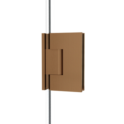 Fortifura Galeria Douchedeur - 90x200cm - 8mm - veiligheidsglas - ribbel - scharnieren - deurgreep - geborsteld koper pvd - helder