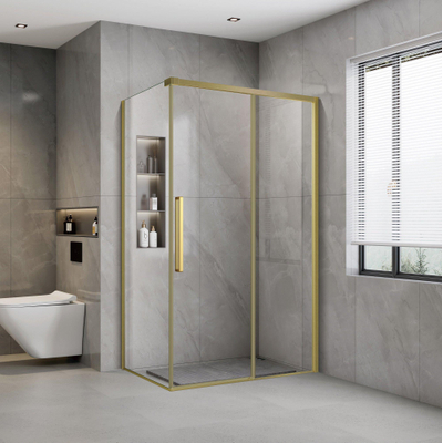 Aqua Vista Lokla Cuadra zijwand - 90x200cm - incl. montageset - geborsteld goud