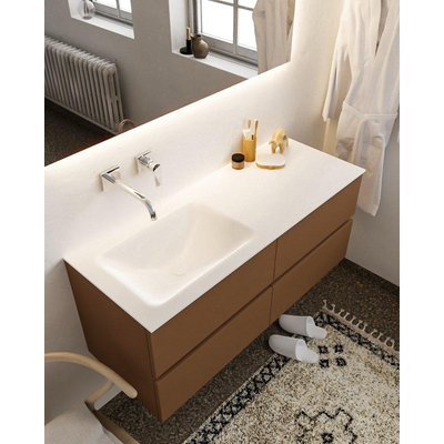 MONDIAZ VICA Badkamermeubelset - 120cm - 4 lades - wasbak Cloud links - 0 kraangaten - solid surface rust