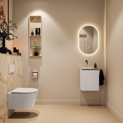 MONDIAZ TURE-DLUX 40cm toiletmeubel Linen. EDEN wastafel Frappe positie links. Zonder kraangat.