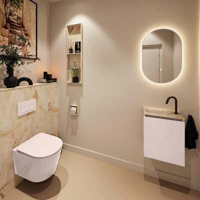MONDIAZ TURE-DLUX 40cm toiletmeubel Rosee. EDEN wastafel Frappe positie links. Met 1 kraangat.