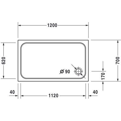 Duravit D Code douchebak 120x70cm acryl rechthoekig wit