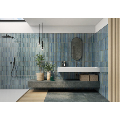 La Platera Cerámica Raku Keramische wandtegel - 35x35cm - 9.2mm - kitkat - Blauw