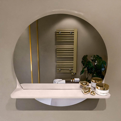 Mondiaz SPOT Badkamerspiegel - rond 50cm - spiegelplanchet - kleur Rosee