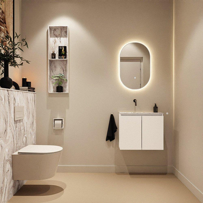 MONDIAZ TURE-DLUX 60cm toiletmeubel Talc. EDEN wastafel Glace positie links. Zonder kraangat.