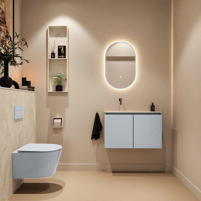 MONDIAZ TURE-DLUX 80cm toiletmeubel Clay. EDEN wastafel Ostra positie links. Zonder kraangat.