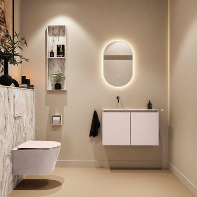 MONDIAZ TURE-DLUX 80cm toiletmeubel Rosee. EDEN wastafel Glace positie links. Zonder kraangat.