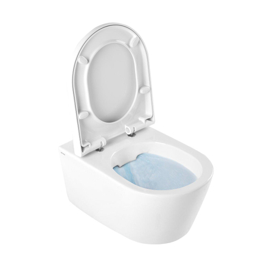 QeramiQ Urby Wandtoilet compact - 48.3x35x33cm - spoelrandloos - zonder zitting - glans wit
