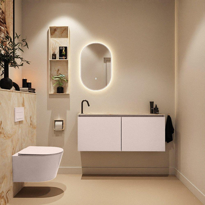 MONDIAZ TURE-DLUX 120cm toiletmeubel Rosee. EDEN wastafel Frappe positie links. Met 1 kraangat.