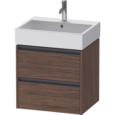 Duravit Ketho 2 wastafelonderbouwkast - 2 laden - 58.4x46x54.9cm - grepen antraciet - donker noten mat