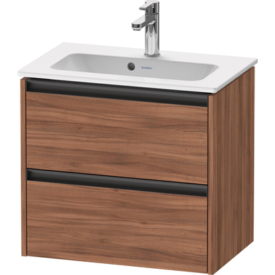 Duravit Ketho 2 wastafelonderbouwkast met 2 laden 61x39x54.9cm met grepen antraciet noten mat