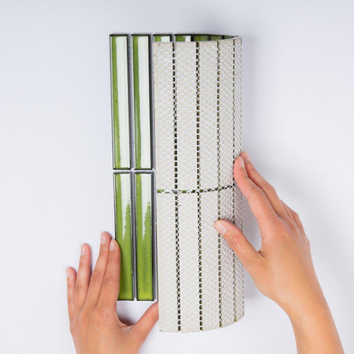 The Mosaic Factory Sevilla mozaïektegel - 29.6x29.9cm - wandtegel - Rechthoek - Porselein Green Glans