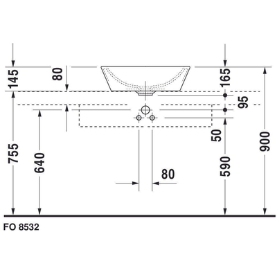 Duravit Philippe Starck opbouwwastafel met overloop 53cm wit