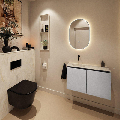 MONDIAZ TURE-DLUX 80cm toiletmeubel Plata. EDEN wastafel Ostra positie links. Zonder kraangat.