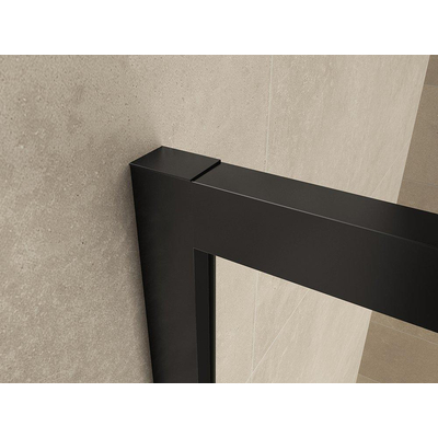 Wiesbaden Maaz inloopdouche met raster en handdoekhouder 1000 x 2000 x 10 mm helder glas/mat zwart
