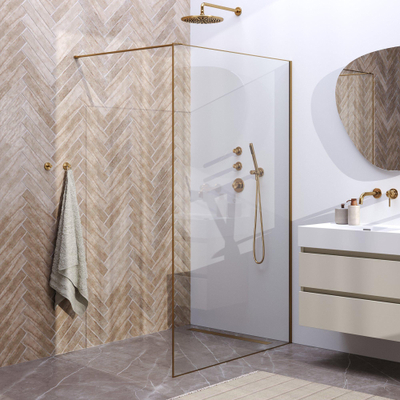 BRAUER Gold Frame Inloopdouche helder glas met frame 120x200cm - goud geborsteld