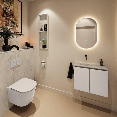 MONDIAZ TURE-DLUX 60cm toiletmeubel Linen. EDEN wastafel Opalo positie links. Zonder kraangat.