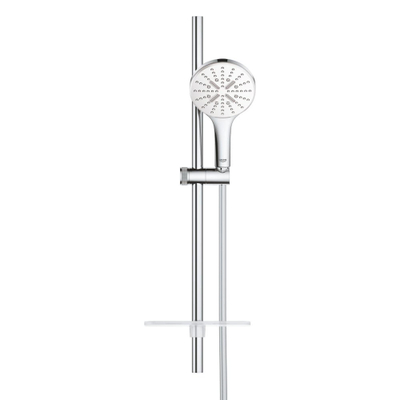GROHE Rainshower SmartActive 130 Glijstangset - 60cm - ronde handdouche - 3 straalsoorten - gladde doucheslang - met zeepschaal - chroom/moon white