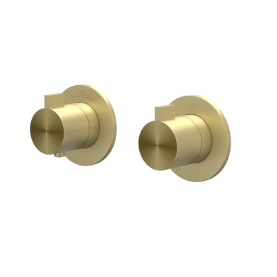 IVY Tribe Afbouwdeel - voor Inbouwthermostaat - 2-weg stop-omstel - Symmetry - rond rozet - RVS316 geborsteld mat goud PVD