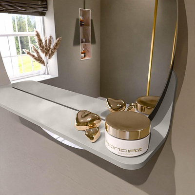 Mondiaz SPOT Badkamerspiegel - rond 50cm - spiegelplanchet - kleur Linen