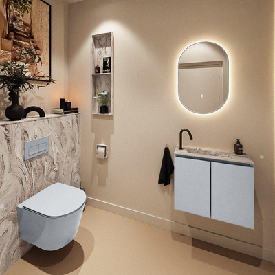 MONDIAZ TURE-DLUX 60cm toiletmeubel Clay. EDEN wastafel Glace positie links. Met 1 kraangat.