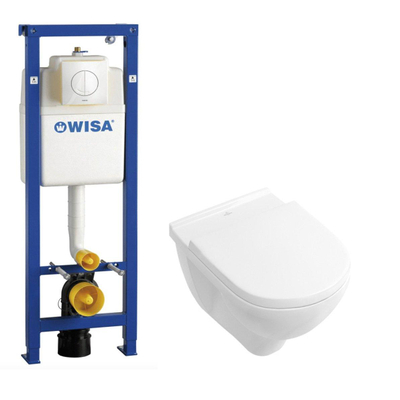 Villeroy & Boch O.novo inbouwset Wisa met diepspoel wandcloset wit softclose zitting afdekplaat wit